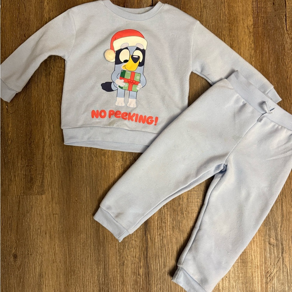 Kids' Light Blue Holiday Sweatshirt and Joggers Set